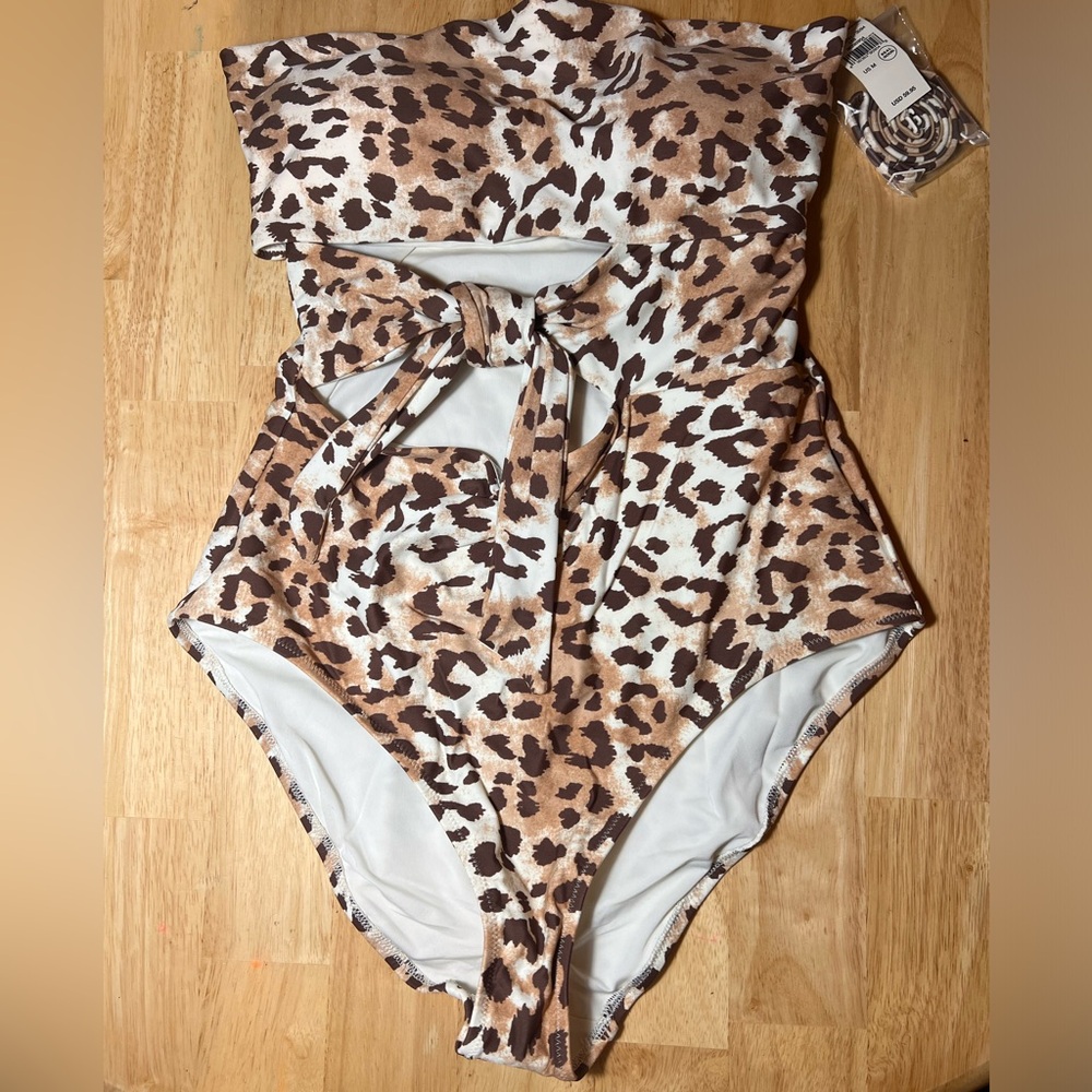 Aerie One Piece Full Coverage Swimsuit Animal Print Medium BNWTS $59.96